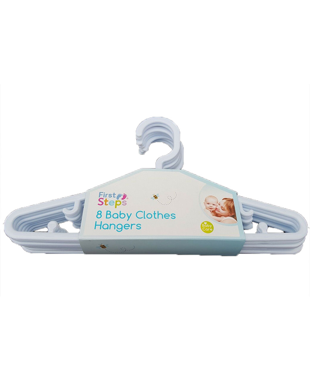 First Step Baby 8 Clothes Hangers - White - 22cm