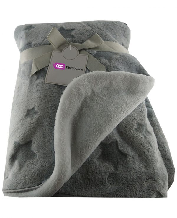 Luxury Soft Three Layered Blanket Grey stars Design - E&A Distribution