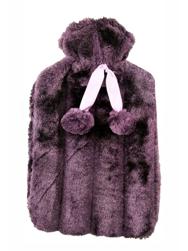 purple faux fur hot water bottle