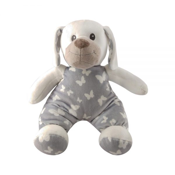 Grey Sleepy Dog Toy Blanket