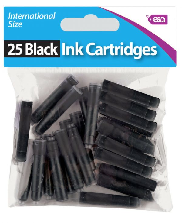 25 pack of pen ink cartridge in black