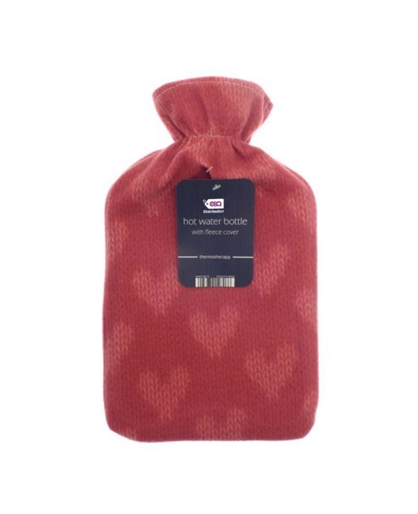 Red hearts Hot Water Bottle- Fleece Hot Water Bottle cover pattern, uk, wool fleece hot water bottle, fleece neck, argos