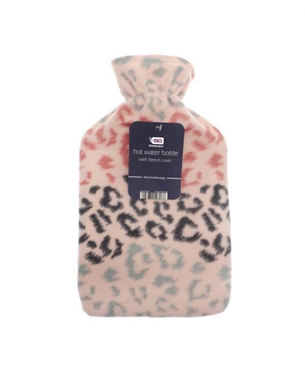 leopard pink hot water bottle-Hot Water Bottle- Fleece Hot Water Bottle cover pattern, uk, wool fleece hot water bottle, fleece neck, argos