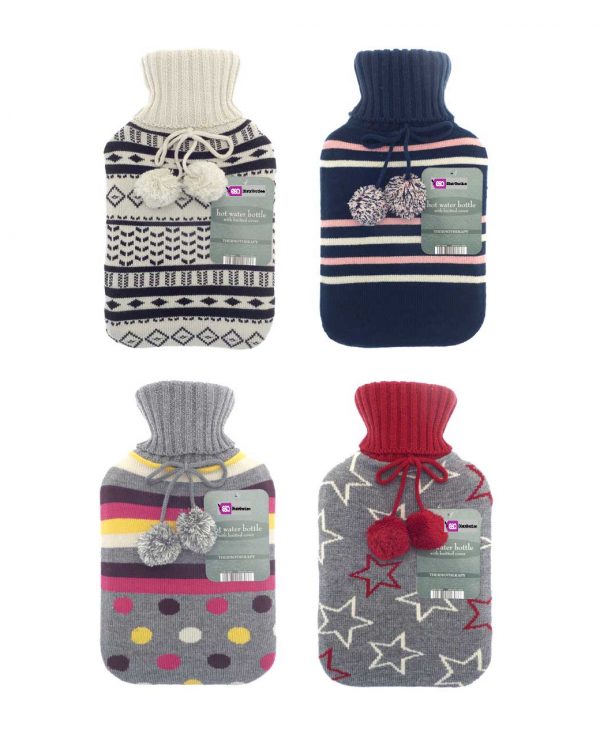 4 knitted hot water bottles