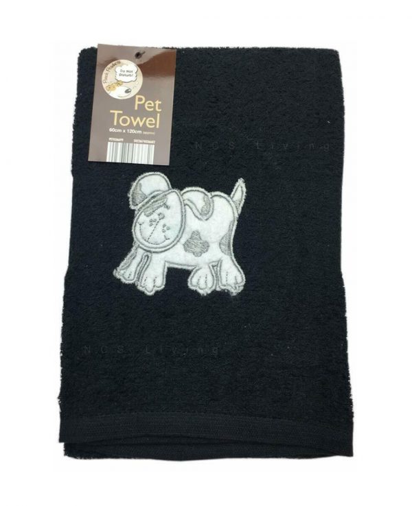 Black dog cotton towel 60x120cm