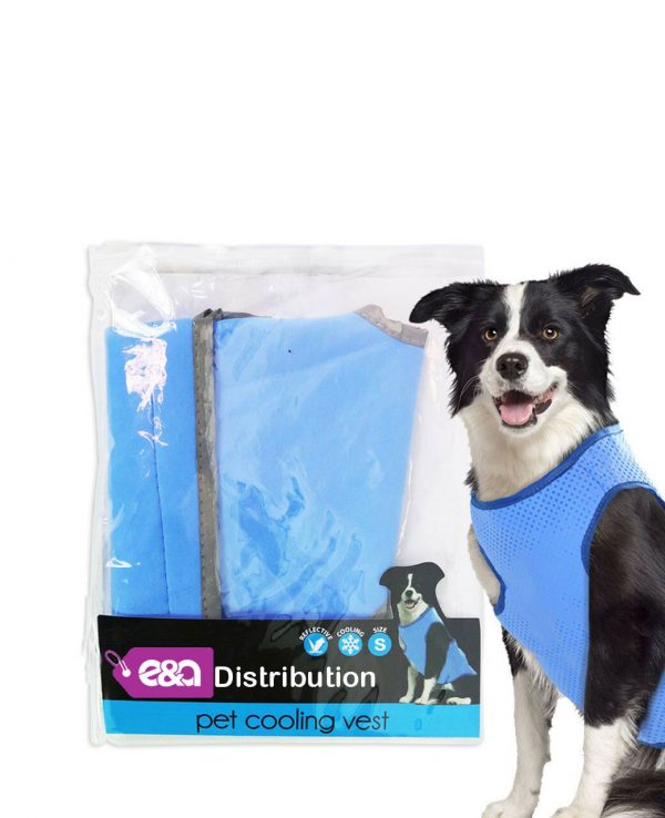 Reflective pet cooling vest in blue