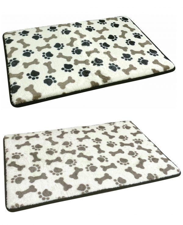 Paw and dog bone design pet mat in black or taupe