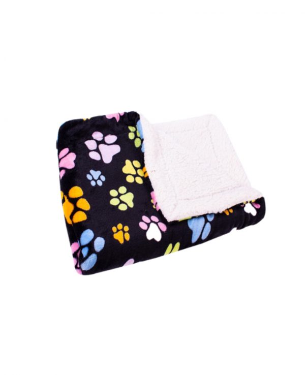 Black Paw Print Sherpa Pet Blanket, Sherpa fleece pet balnket, dog fleece blanket, pet blanket