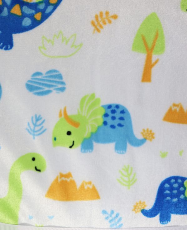 Dinosaur Blanket Close Up-faux fur baby blanket, fur back baby blanket, soft touch baby blanket, soft fleece baby blanket