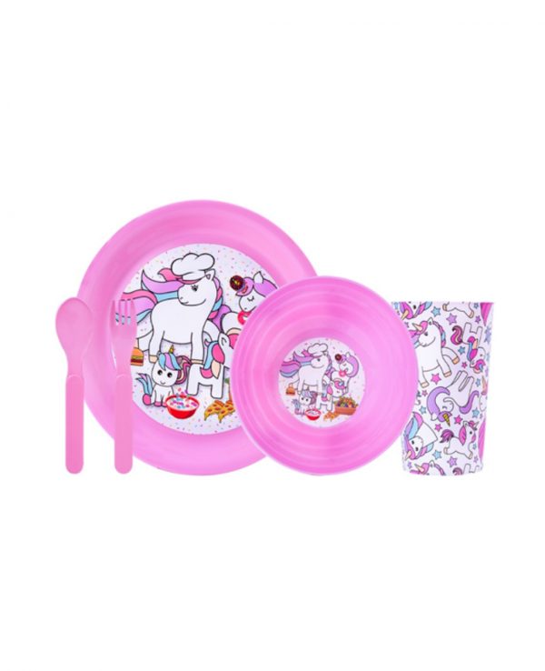 Girls Pink Unicorn Plastic Dinner Set, Children's Plastic Dinner Set, Kids plastic dinner set, childrens dinner set asda argos tesco 2