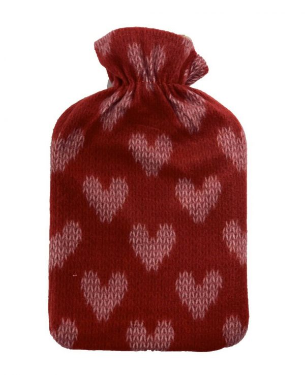 maroon hearts hot water bottle Fleece Hot Water Bottle cover pattern, uk, wool fleece hot water bottle, fleece neck, argos