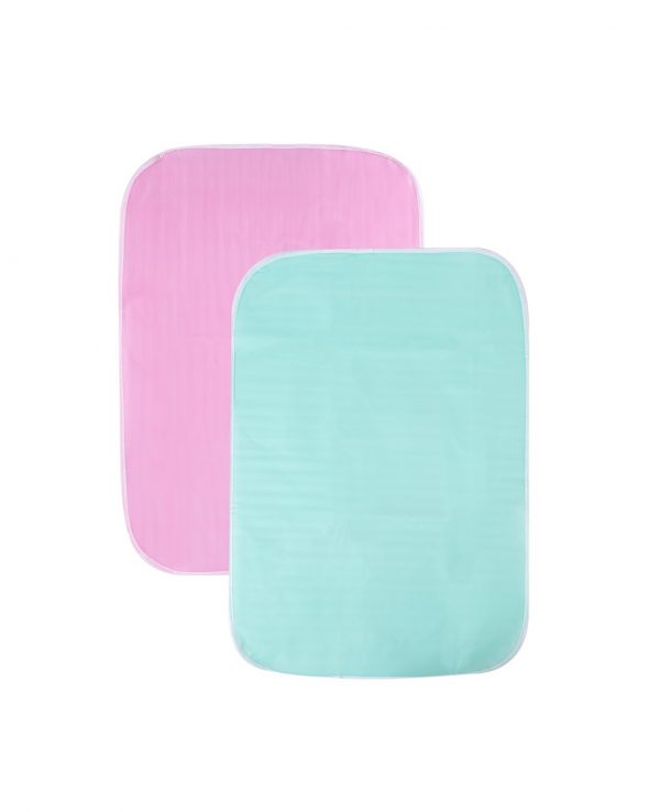 wipeable travel changing mat, portable baby changing mat, travel changing mat, waterproof changing mat, foldable changing mat, mint green and pink 3