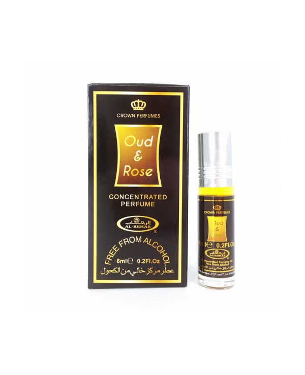 Oud & Roses perfume oil 6ml roll on attar al rehab-al rehab concentrated perfume oil, best attar perfume oil, al-rehab crown roll on attar perfume oil, best arabic perfume oil