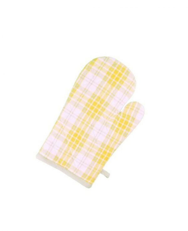 Lemon Yellow Check Oven Mitt Glove - thick cotton oven mitts, best oven gloves 1