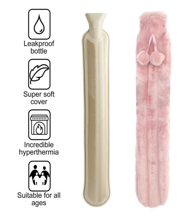 Pink Long Faux Fur Hot Water Bottle