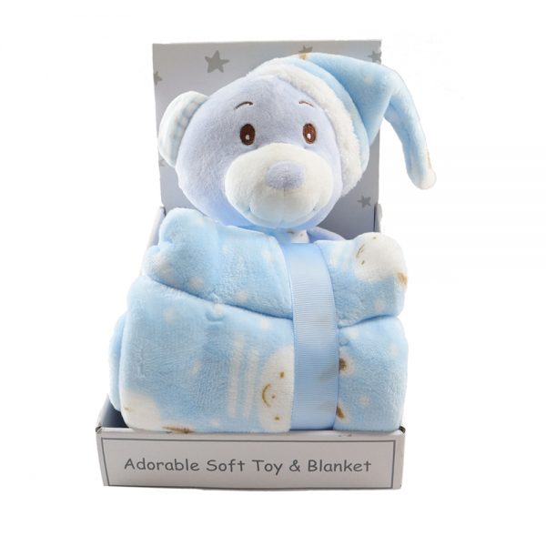 Blue Teddy Toy Blanket