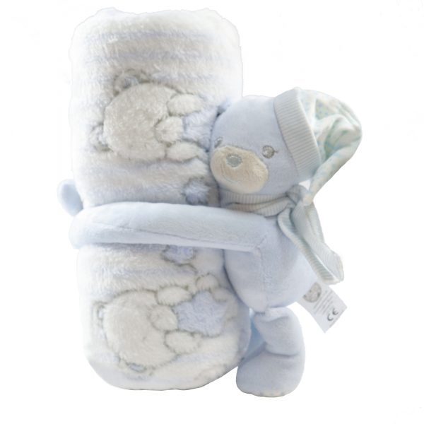 Blue Teddy Hug Toy Blanket