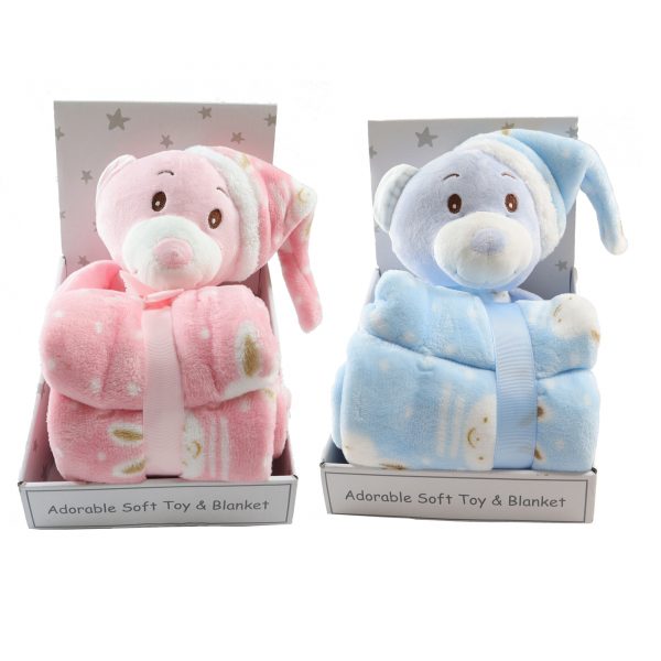 Blue Teddy Toy Blanket