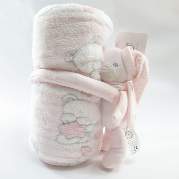 Pink Teddy Hug Toy Blanket