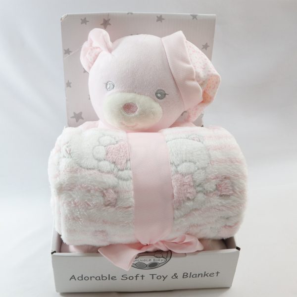 Pink Teddy Hug Toy Blanket