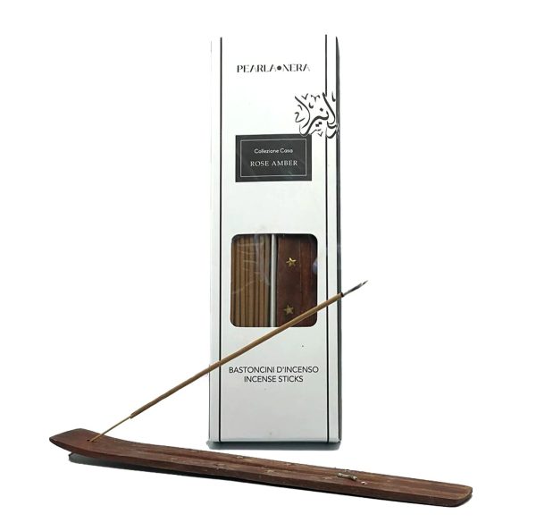 ROSE AMBER INCENSE STICKS WITH WOODEN HOLDER