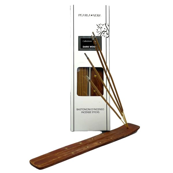 Dark Wood Incense Sticks with Wooden Holder