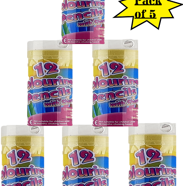 Pack of 5- 12 Colouring Pencils With Sharpener