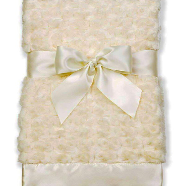 Supersoft Luxurious  Cream Swirl Plush Satin Edged Baby Pram Crib Blanket