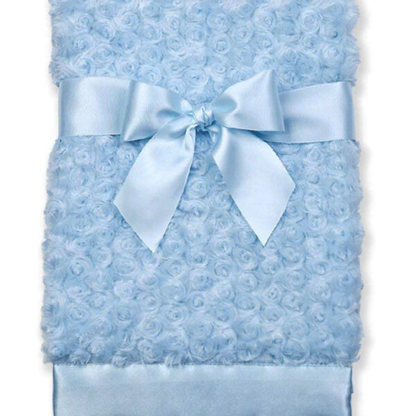 Supersoft Luxurious  Blue Swirl Plush Satin Edged Baby Pram Crib Blanket