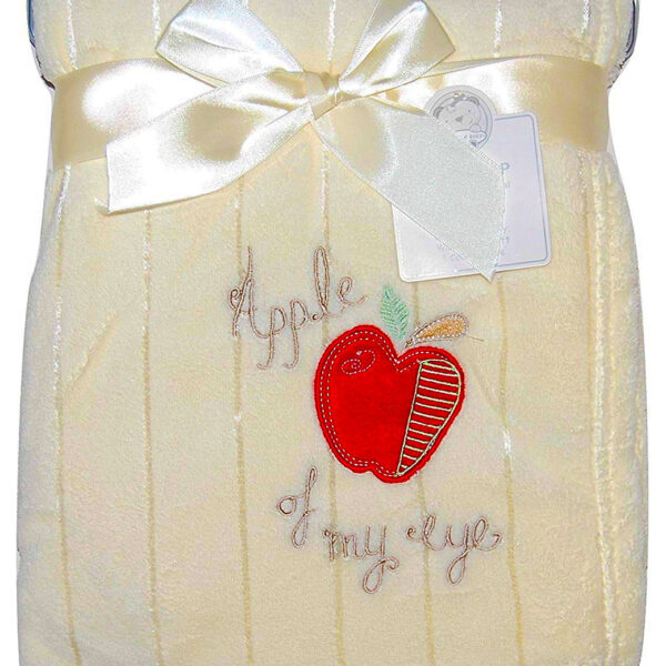 Luxury Soft embroidered Fleece Blanket cream plain apple Design