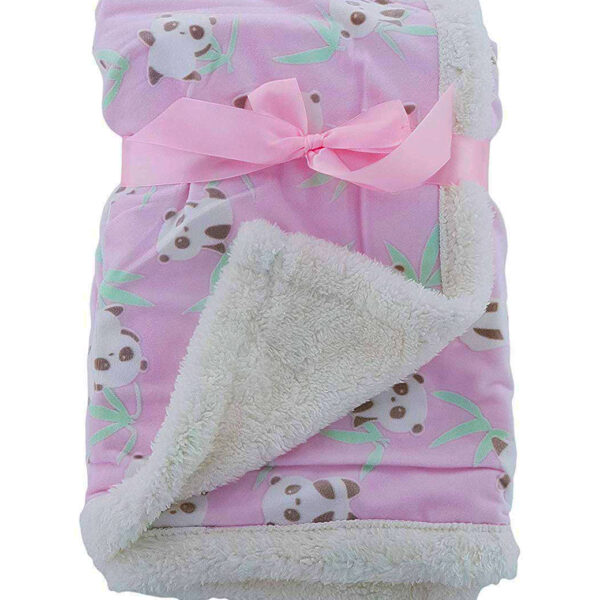 Luxury Soft 2 Layer Pink Panda with Bamboo Fur Back Blanket