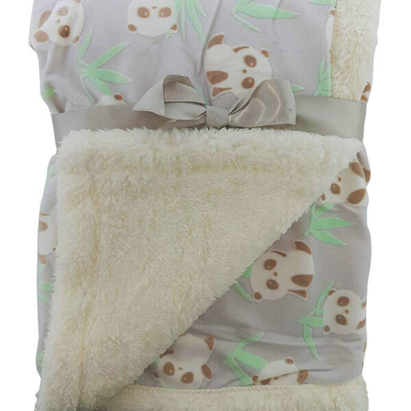 Luxury Soft 2 Layer Grey Panda with Bamboo Fur Back Blanket