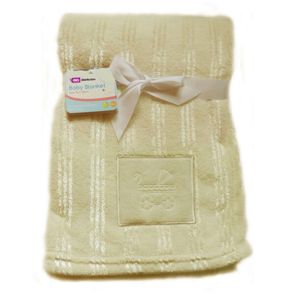Luxury Soft embroidered Fleece Blanket cream plain pram Design