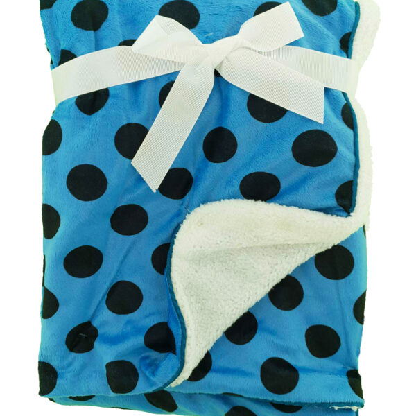 Luxury Soft Fur Back Blanket blue polka dot Design
