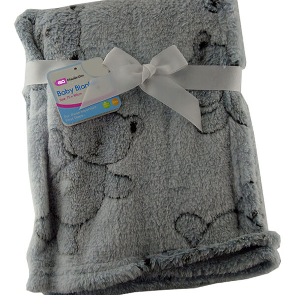 Luxury Soft Micro Fleece Blanket grey plain teddy bear Design