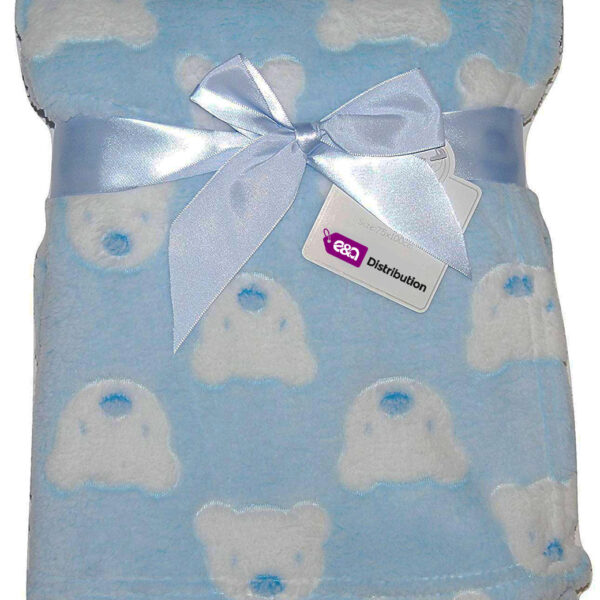 Luxury Soft Micro Fleece Blanket blue plain bear Design