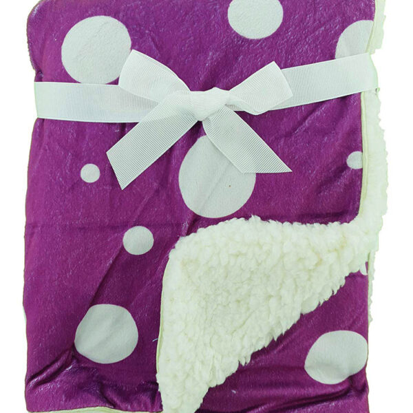 Luxury Soft Fur Back Blanket purple polka dot Design