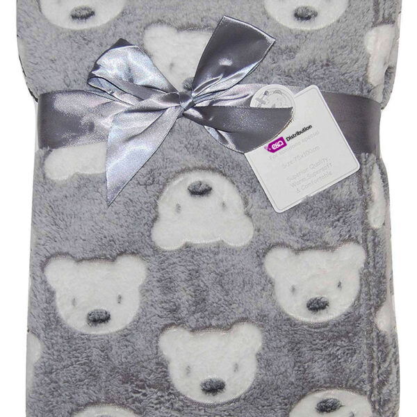 Luxury Soft Micro Fleece Blanket grey plain bear Design