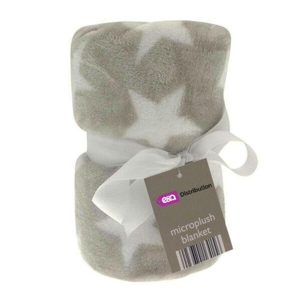 Luxury Soft Micro Fleece Blanket grey plain star Design