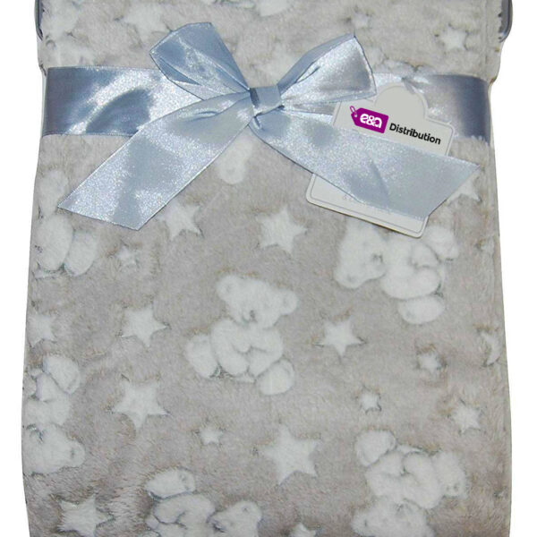 Luxury Soft Micro Fleece Blanket grey bear and star Design