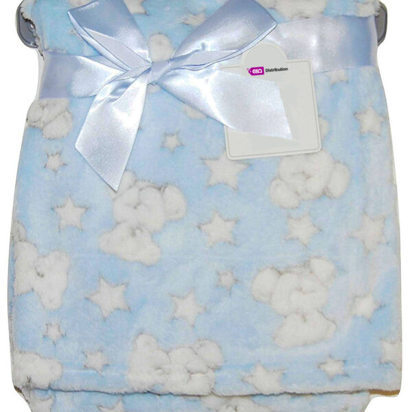 Luxury Soft Micro Fleece Blanket blue bear and star Design