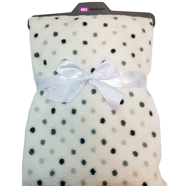 Luxury Soft Micro Fleece Blanket white spotty polka dot Design