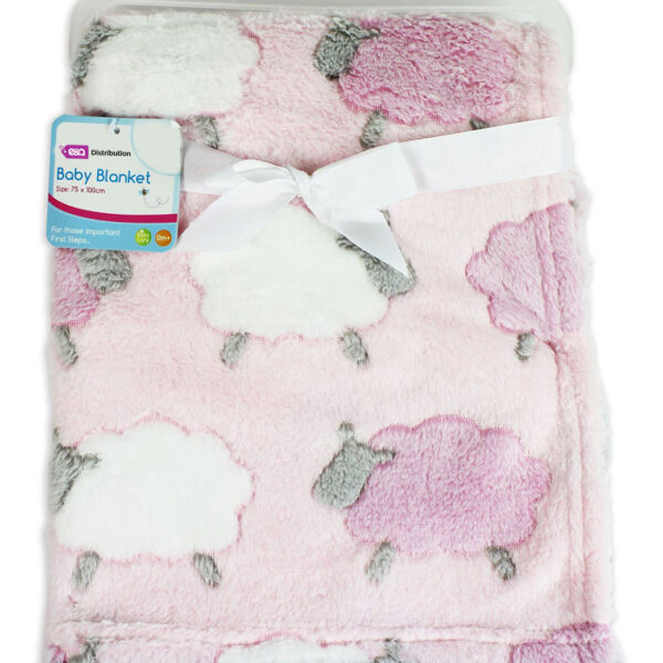 Luxury Soft Micro Fleece Blanket pink white and pink sheep Design