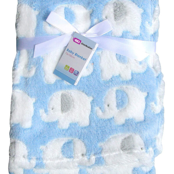 Luxury Soft Fleece Blanket Blue Elephant Design