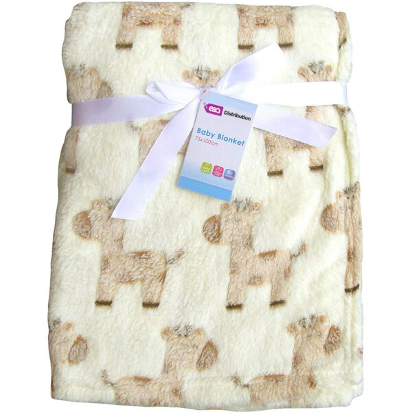 Luxury Soft Fleece Blanket Cream Giraffe Design