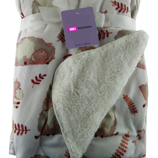 Luxury Soft Fur Back Blanket sheep and red leaf Design