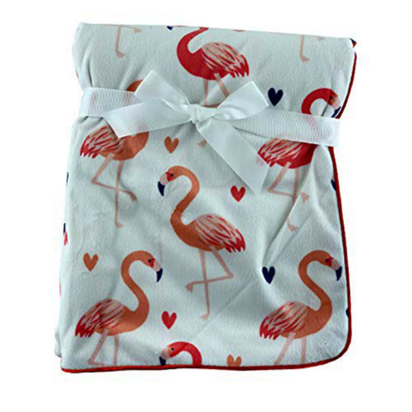 Luxury Soft Fur Back Blanket flamingos Design