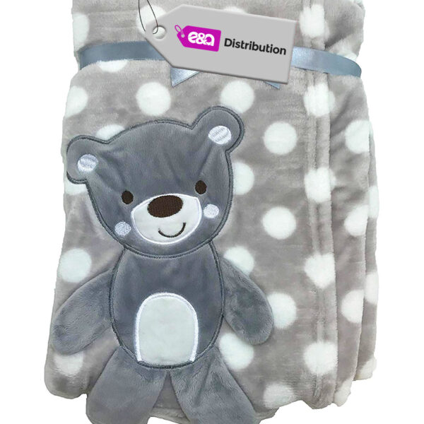 Luxury Soft 3d Fleece Blanket dark grey polka dot 3d teddy bear Design