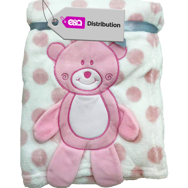 Luxury Soft 3d Fleece Blanket pink polka dot 3d teddy bear Design