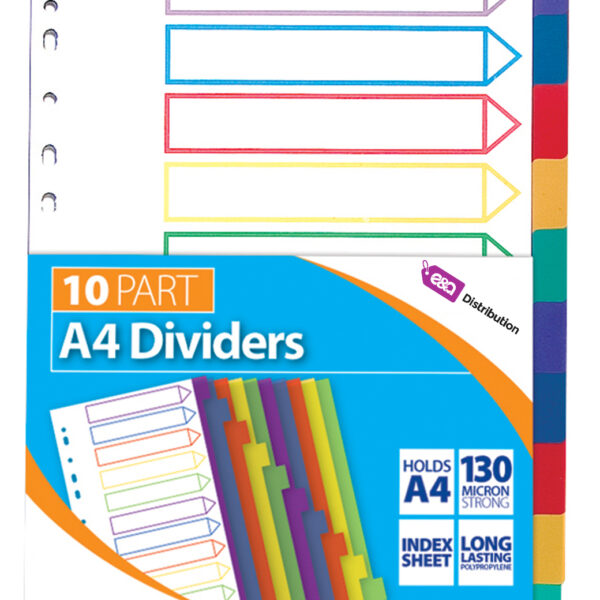 10 Part A4 Dividers Plastic